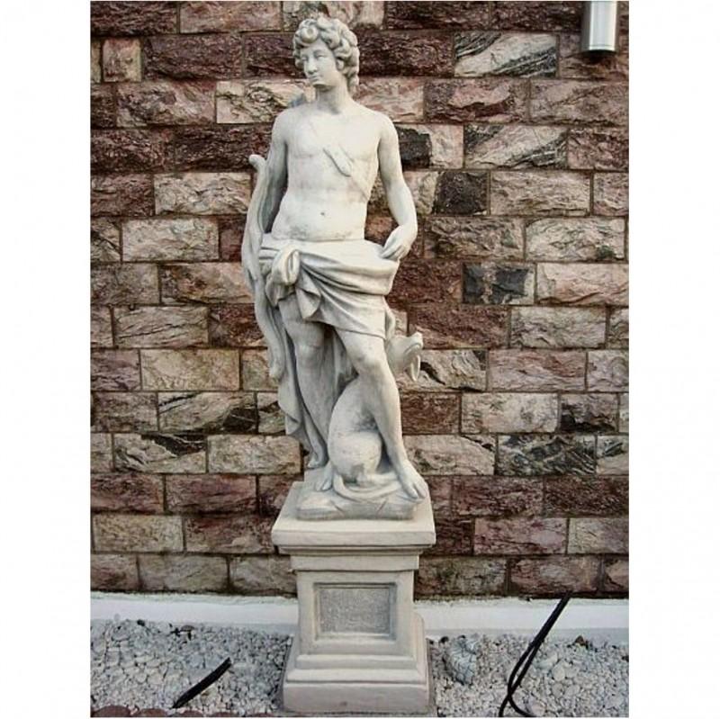 Steinfigur Skulptur Gott der Jagd mit Sockel