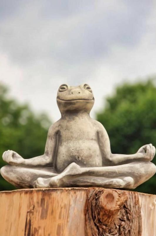 Steinfigur Yogafrosch meditiert