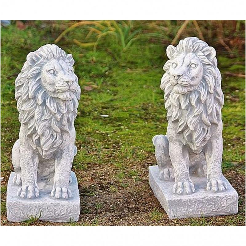 Steinfigur zwei Löwen (Set) Tierfigur frostfest witterungsbeständig ca. 36 cm hoch
