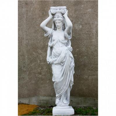 Skulptur Steinfigur Frau mit Sockel 