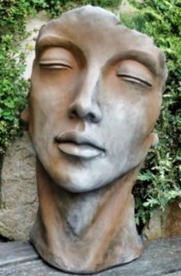 Steinfigur Skulptur Gesicht Frau Rosteffekt Höhe 53 cm  