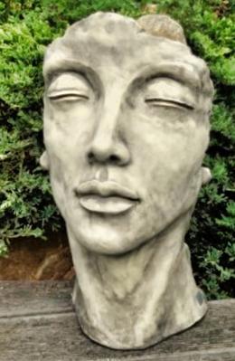 Steinfigur Skulptur Gesicht Frau Antikoptik Höhe 53 cm   