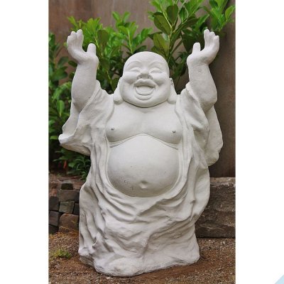 Steinfigur stehender Buddha happy