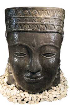 Steinfigur Khmer Kopf handveredelt coloriert 
