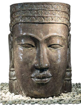 Steinfigur Khmer Kopf handveredelt coloriert   