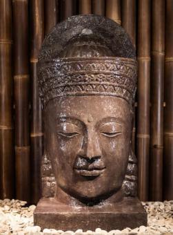 Steinfigur Khmer Kopf mit Sockel 85 cm  