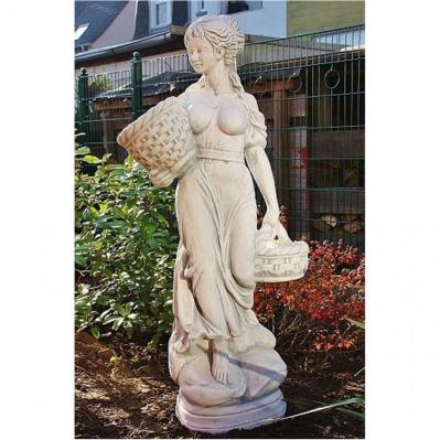 Skulptur Steinfigur Frau mit Pflanzkorb 