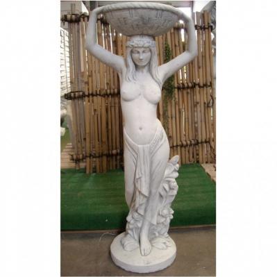 Skulptur Steinfigur junge Frau mit Pflanzschale