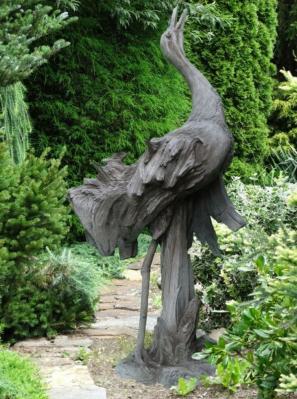 Großartige Steinfigur Vogel Kranich antikoptik