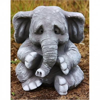 Steinfigur Elefant sitzend Gartendeko Steinguss frostsicher ca. 30 cm hoch 