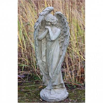 Steinfigur Engel stehend Skulptur Steinguss Himmelsbote ca. 57 cm hoch