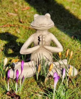 Steinfigur Yogafrosch Lotus